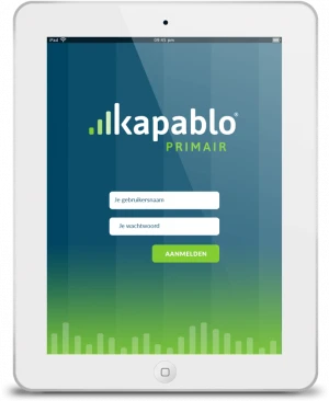 De inlogpagina van Kapablo Primair op een tablet