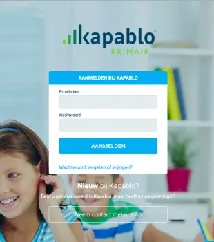 De inlogpagina van Kapablo Primair
